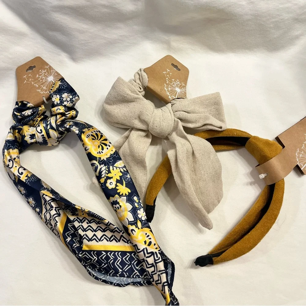 Hair Accessories 3pc Headband & Hair Scarf Set Bow Knot Neutral Bundle‎ NWT